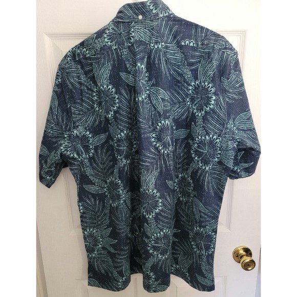 Reyn Sooper Men's Blue Floral Hawaiian Short-Sleeve Button-Up Shirt Size L - Picture 14 of 14